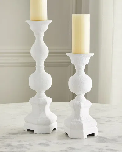 Old World Design Harper White Gesso Candleholders In White
