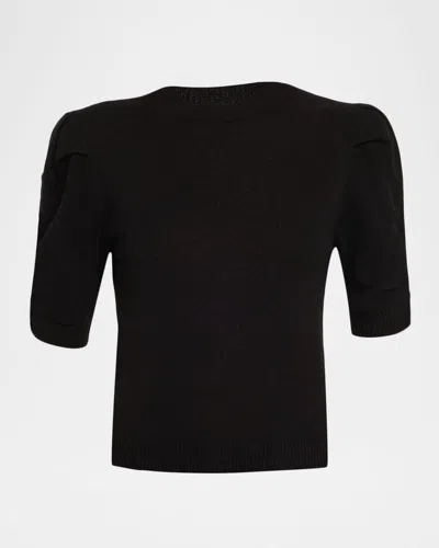 Frame Ruched Cashmere-wool Sweater In Black