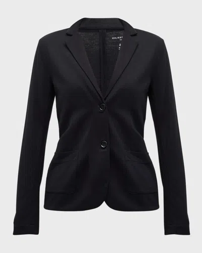 Majestic Soft Touch Two-button Blazer In Black