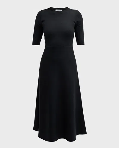Gabriela Hearst Seymore Knit Midi Dress In Black Merino Wool Cashmere In Black