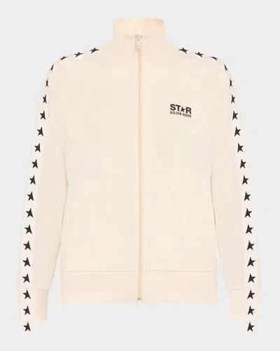 Golden Goose Grosgrain-trim Tech Jersey Track Jacket In Neutral