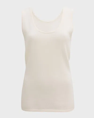 Neiman Marcus Cashmere Basic Tank Top In Animal Print