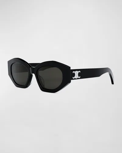 Celine Triomphe Logo Acetate Cat-eye Sunglasses In Brown