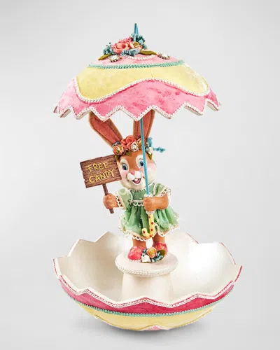 Katherine's Collection Spring Showers Bunny With Umbrella Candy Dish In Multi