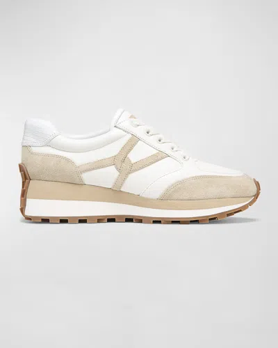 Veronica Beard Valentina Mixed Leather Retro Sneakers In Neutral