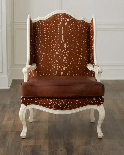 Massoud Nyx Hair On Hide Wing Chair In Brown