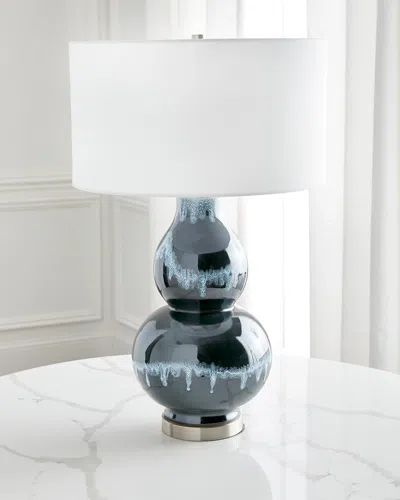 John-richard Collection Navy Blue Rain Ceramic Table Lamp In Blue