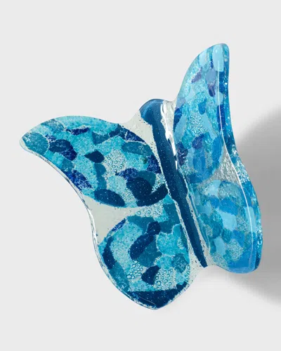 Global Views Medium Glass Butterfly In Blue