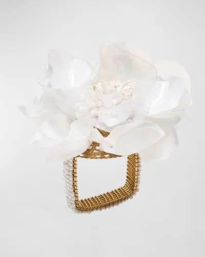 Kim Seybert Gardenia Napkin Ring In White In Brown