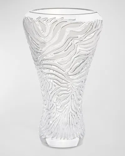 Lalique Zebra Crystal Vase In Transparent
