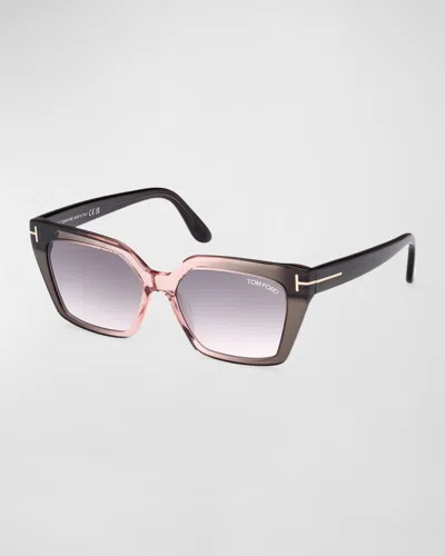 Tom Ford Winona 53mm Gradient Polarized Cat Eye Sunglasses In Black