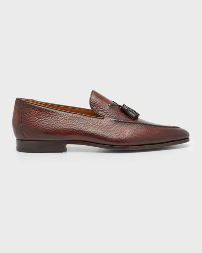 Magnanni Men's Seneca Grained Leather Tassel Loafers In Brown