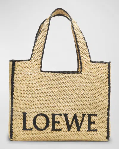 Loewe X Paula's Ibiza Font Large Tote Bag In Raffia In Brown