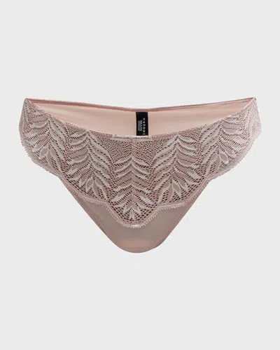 Natori Lush Lace-front Thong In Pink