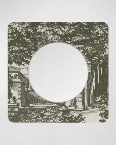 Fornasetti Square Frame With Flat Mirror - Giardino Settecentesco Green Ivory