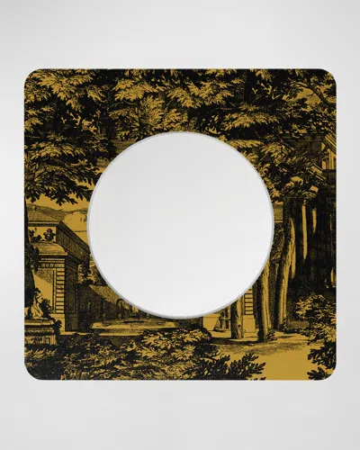 Fornasetti Square Frame With Flat Mirror - Giardino Settecentesco In Yellow