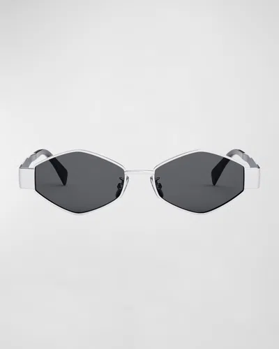 Celine Womens Grey Metaltriomphe Irregular-frame Metal Sunglasses In Black
