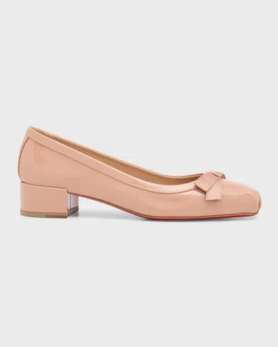 Christian Louboutin 30mm Mamaflirt Patent Ballerina Pumps In Pink