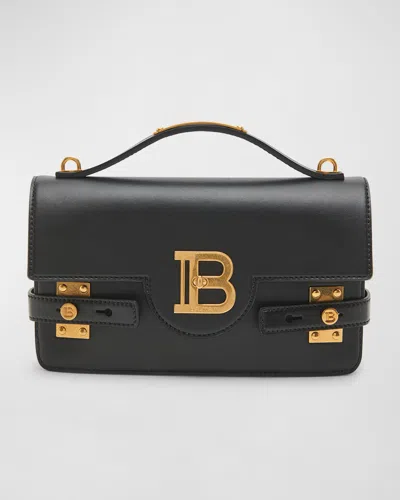 Balmain Bbuzz 24 Shoulder Bag In Smooth Leather In Black