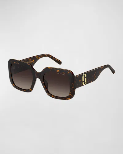 Marc Jacobs J Marc Logo Square Acetate Sunglasses In Brown