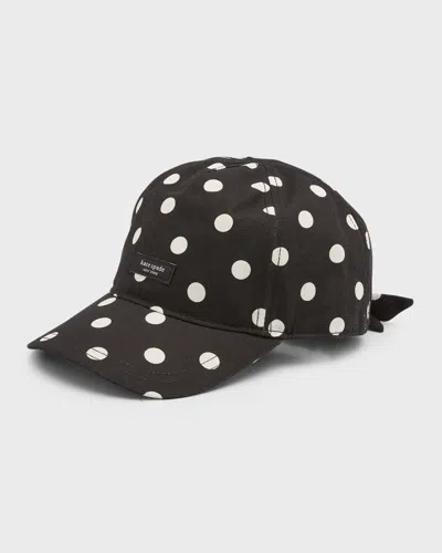 Kate Spade Spaced Picture Polka-dot Bow Baseball Cap In Black