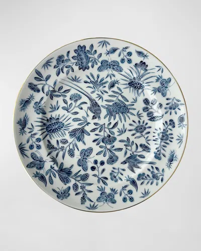 Mottahedeh Sacred Bird & Butterfly Blue Dessert Plate In Blue