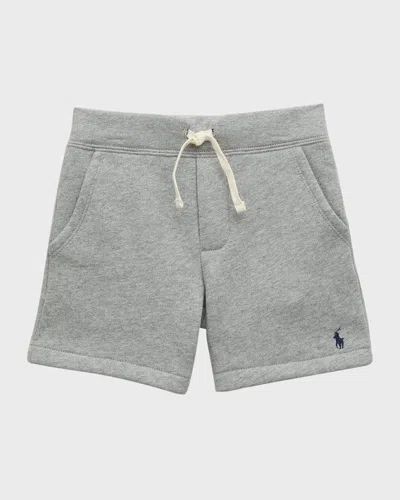 Ralph Lauren Kid's Embroidered Pony Fleece Shorts In Gray