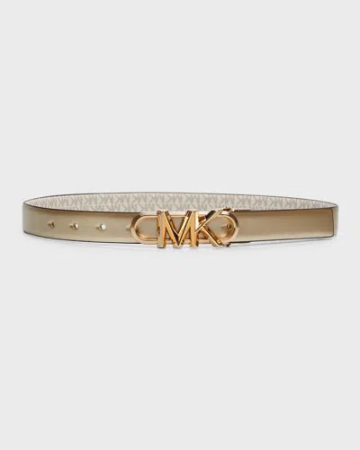 Michael Kors Metallic Mk Reversible Leather Belt In Multi
