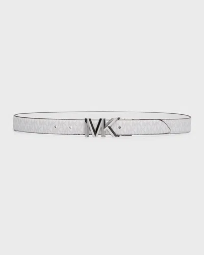 Michael Kors Reversible Logo Leather Belt In Gray