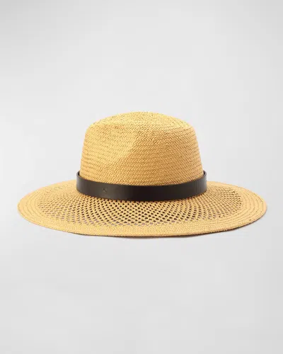 Michael Kors Open Weave Straw Fedora In Burgundy