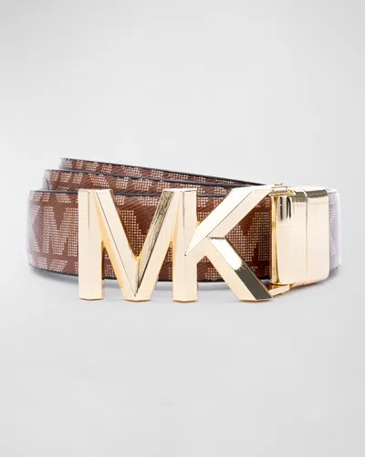 Michael Kors Mk Logo Reversible Leather Belt In Multi