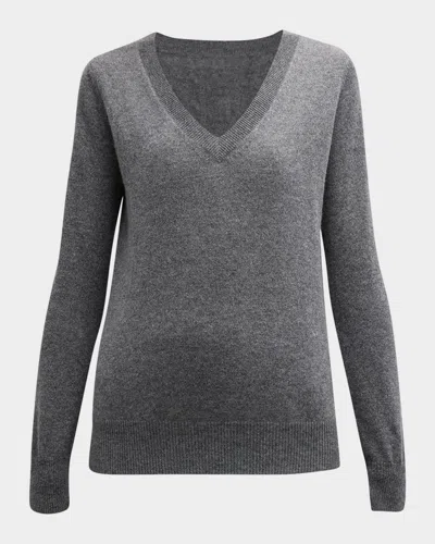 Neiman Marcus Cashmere Classic V-neck Sweater In Multi