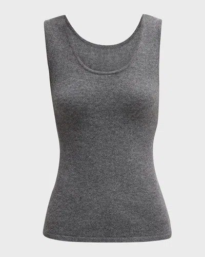 Neiman Marcus Cashmere Basic Tank Top In Gray