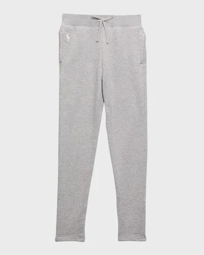 Ralph Lauren Girl's Pony Embroidered Leggings In Gray