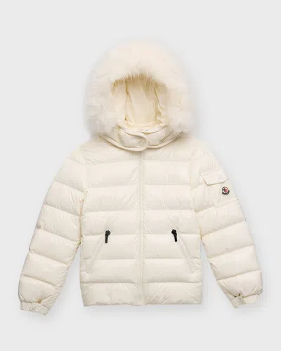 Moncler Kids Bady Faux Fur Quilted Jacket In White