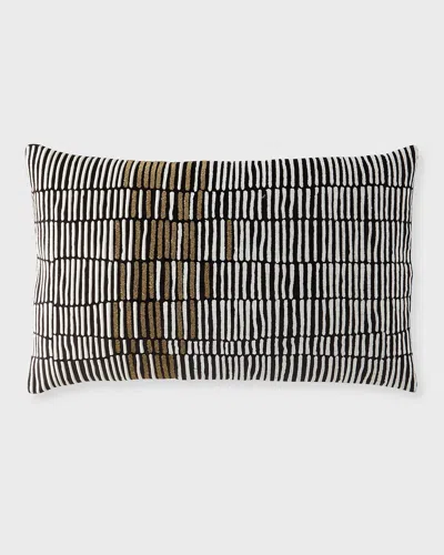 Callisto Home Monte Geo Lines Beaded Decorative Pillow, 18" X 30" In Black