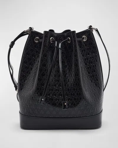 Saint Laurent Le Monogram Spazzolato Leather Bucket Bag In Black