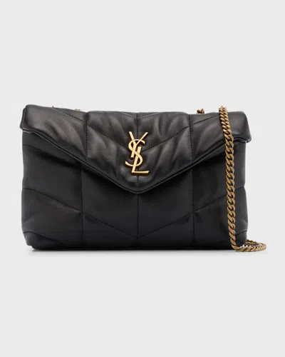 Saint Laurent Lou Puffer Toy Ysl Shoulder Bag In Quilted Leather In Black