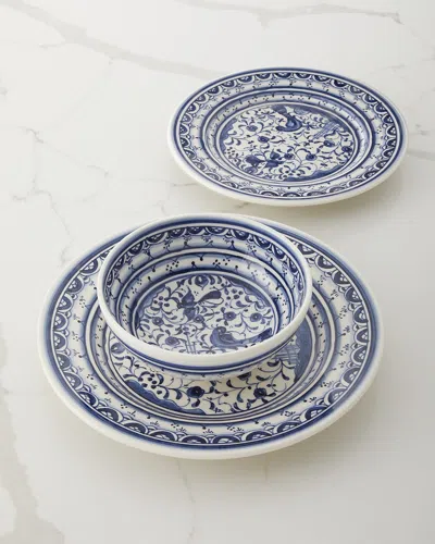 Neiman Marcus Pavoes Blue & White 12-piece Dinnerware Set In Blue
