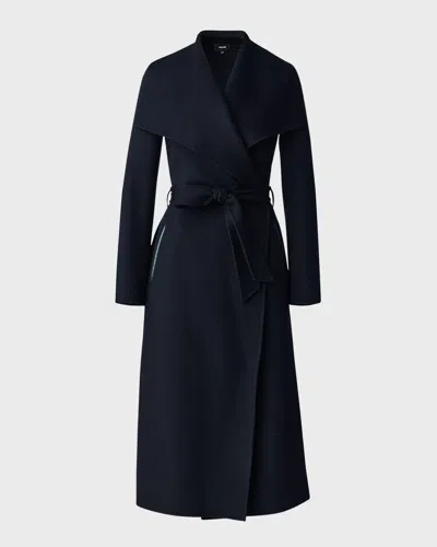 Mackage Mai Wool Belted Wrap Coat In Black