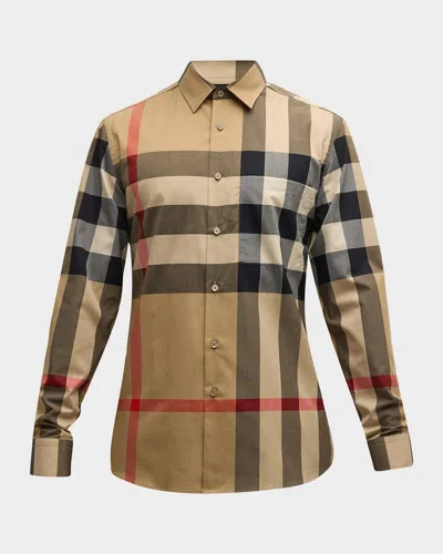 Burberry Summerton Long-sleeved Check Shirt In Brown