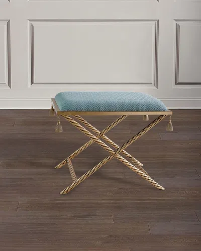 Port 68 Delfern Tasseled Gold Leaf Bench In Green