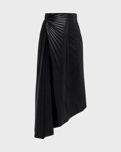 A.l.c Tracy Pleated Side-ruched Faux Leather Maxi Skirt In Black