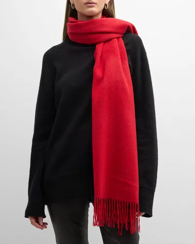 Sofia Cashmere Fringed Cashmere Evening Wrap In Red