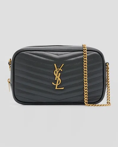 Saint Laurent Lou Mini Ysl Camera Bag In Smooth Quilted Leather In Black