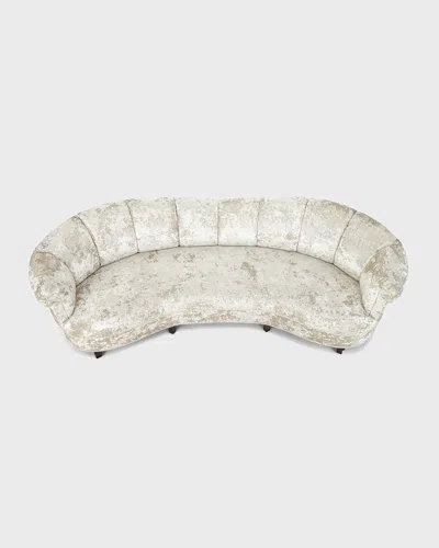 Haute House Lizette Velvet Channel-tufted Sofa - 85" In White