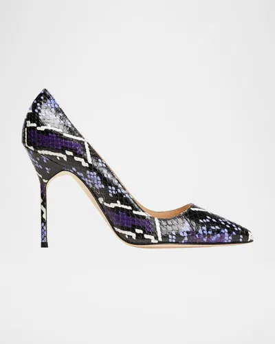 Manolo Blahnik Bb 105mm Snakeskin Stiletto Pumps In Blue