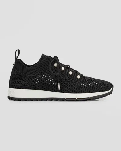 Jimmy Choo Veles Knit Pearly Lace-up Sneakers In Animal Print