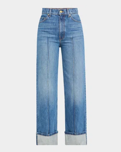 Ulla Johnson The Genevieve Pintuck Wide-leg Denim Jeans In Blue