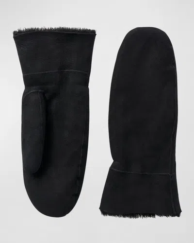 Totême Suede & Shearling Mittens In Black